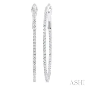 1/2 Ctw Inside & Outside Round Cut Diamond Hoop Earring in 14K White Gold