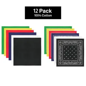 12 Pack COTTON Bandanas