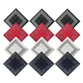 12 Pcs Novelty Cowboy Bandana Hip-Hop Headband Scarf Head Wrap Wristband
