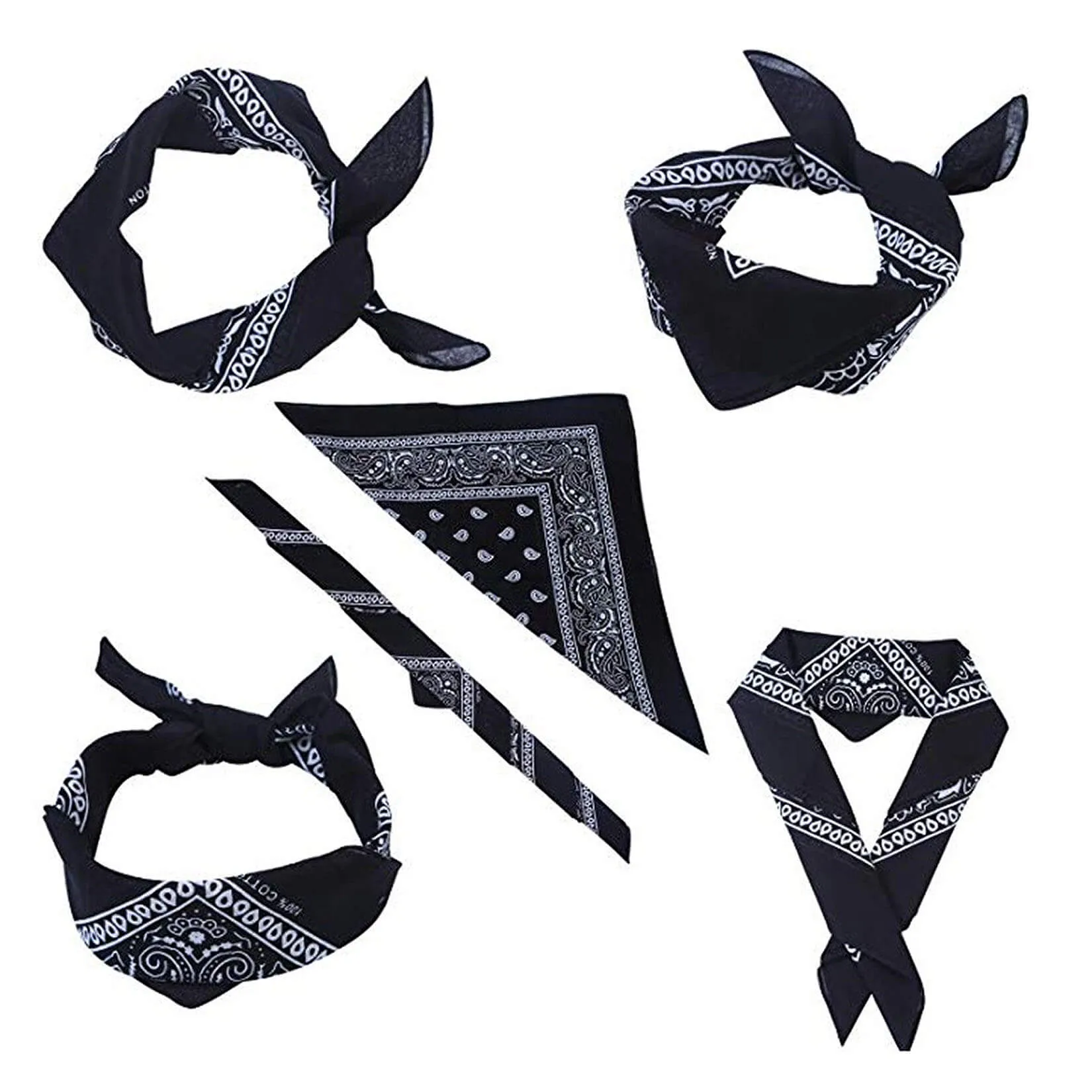 12 Pcs Novelty Cowboy Bandana Hip-Hop Headband Scarf Head Wrap Wristband