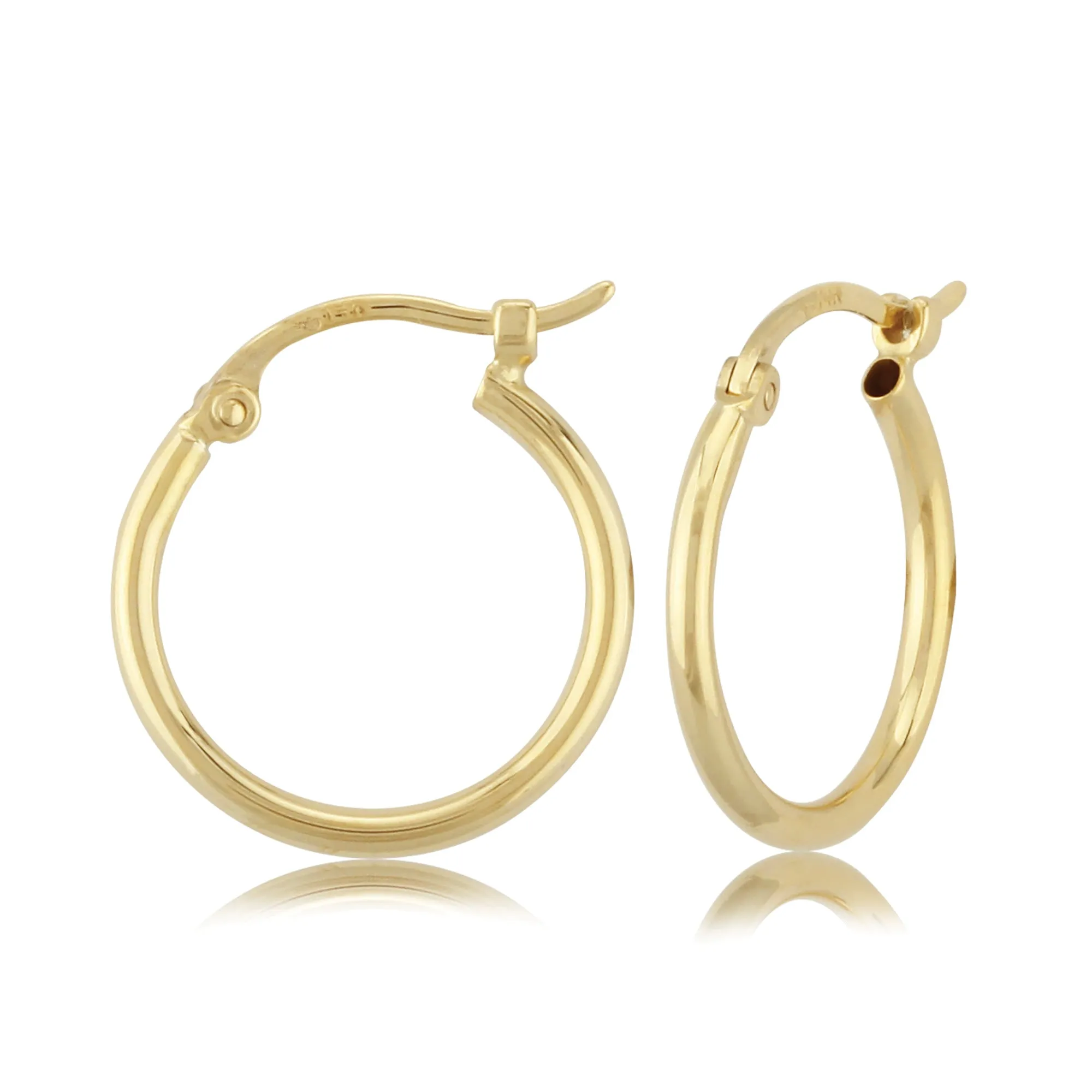 14K Yellow Gold, 1.5X15mm Tube Hoop Earrings