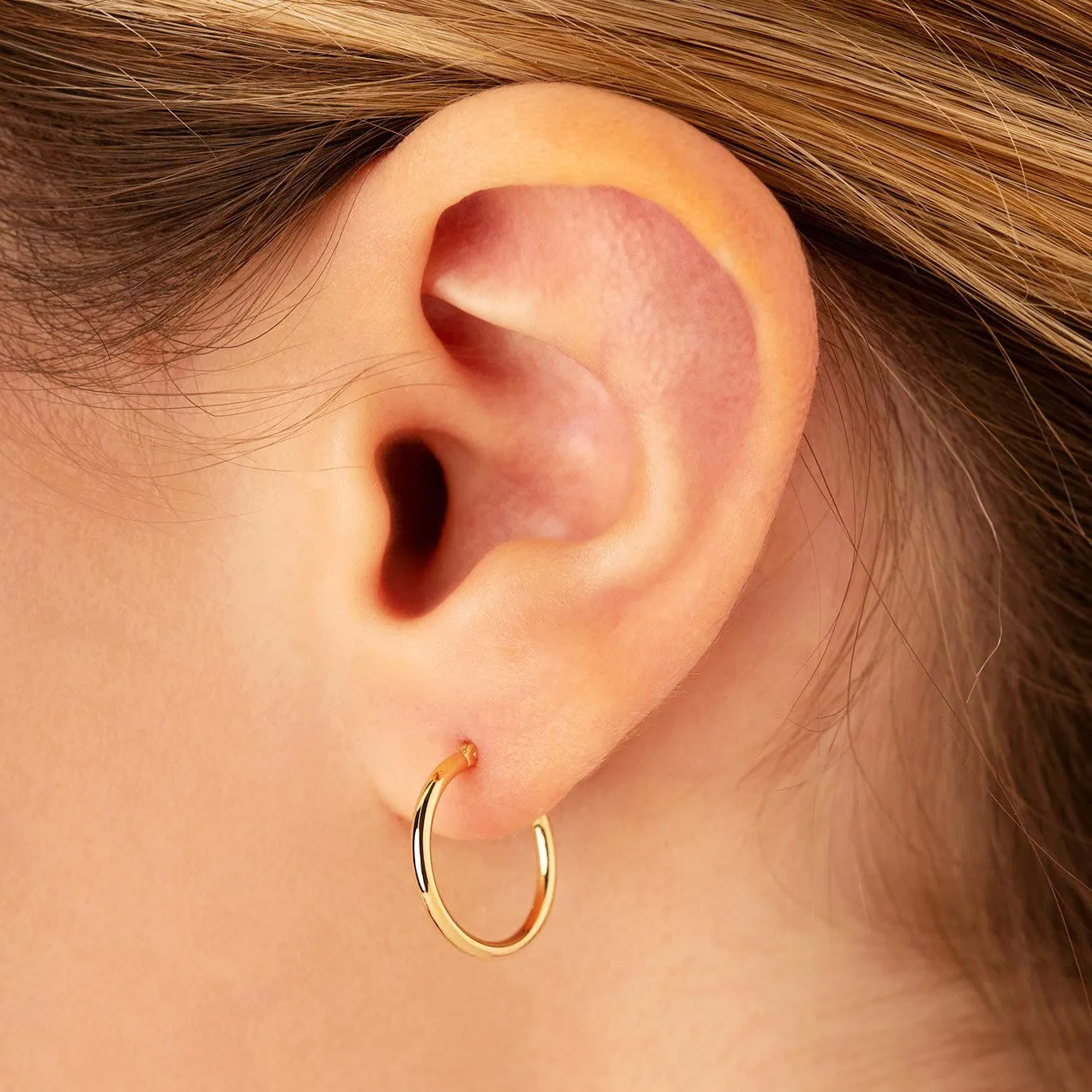 14K Yellow Gold, 1.5X15mm Tube Hoop Earrings
