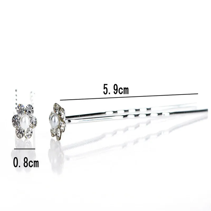 40 PCS Bridal Crystal Pearl Flower Hair Pins Accessories