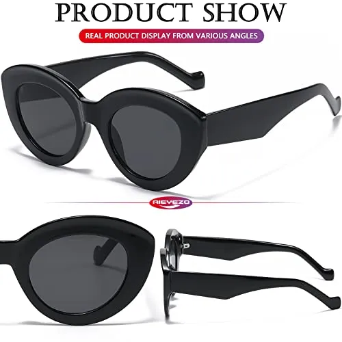 AIEYEZO Oversized Cat Eye Sunglasses for Women Cute Oval Thick Frame Cateye Sun Glasses Chic Retro Style Shades (Tortoise   Candy White)