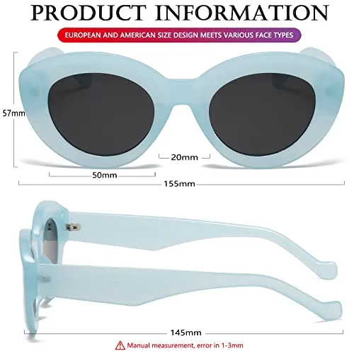 AIEYEZO Oversized Cat Eye Sunglasses for Women Cute Oval Thick Frame Cateye Sun Glasses Chic Retro Style Shades (Tortoise   Candy White)