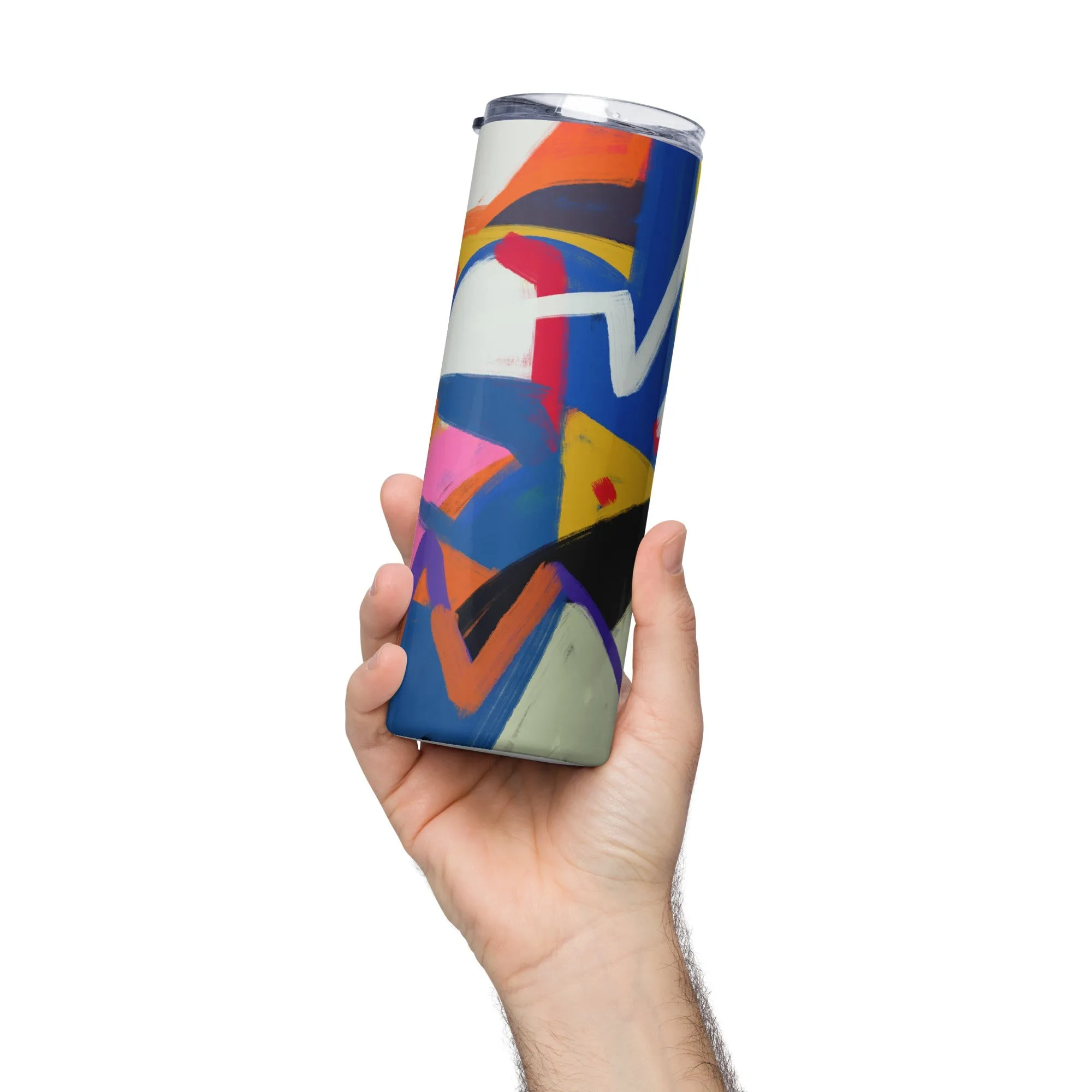 Artisanal Stainless Steel Art Design Tumbler with Metal Straw.