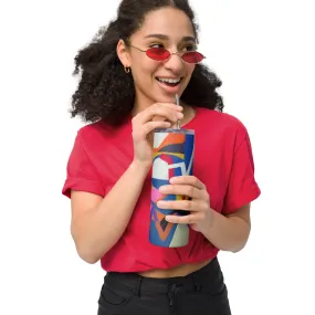 Artisanal Stainless Steel Art Design Tumbler with Metal Straw.
