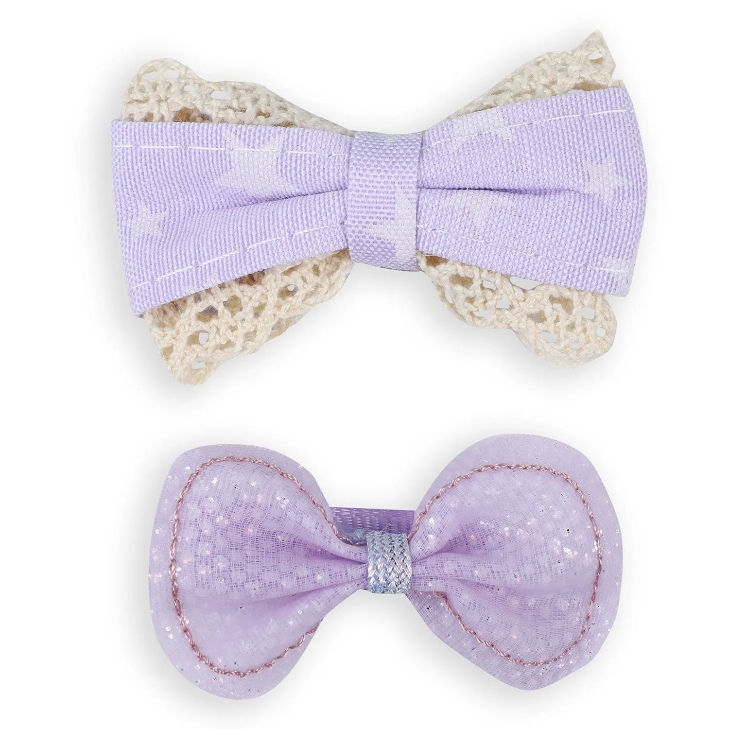 Asteria Bows Hair Clips Set 8 Pcs - Purple