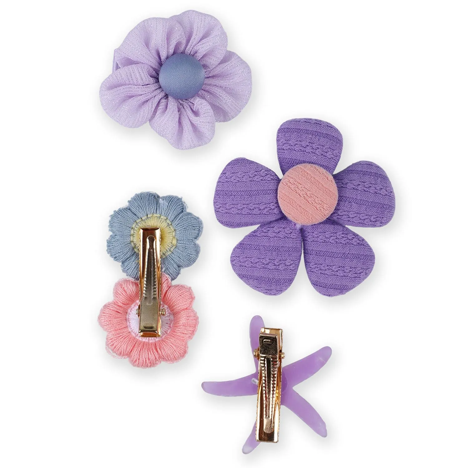 Asteria Bows Hair Clips Set 8 Pcs - Purple