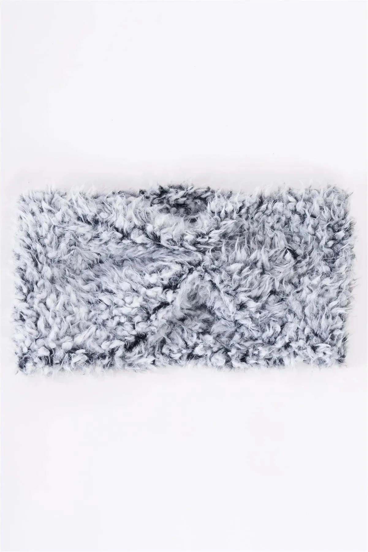 Black & White Fluffy Faux Fur Infinity Winter Scarf /3 Pieces