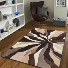 Brown Broken Rock Hand Tufted Wool Carpet