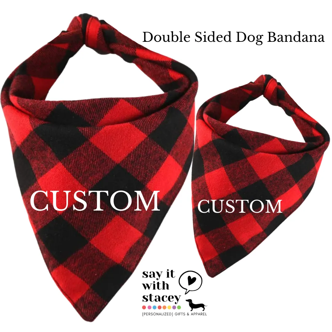 Buffalo Plaid Bandana {Choose your saying}   Personalized Double Sided