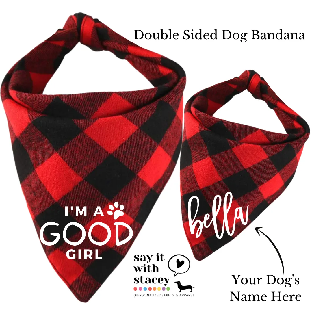 Buffalo Plaid Bandana {Choose your saying}   Personalized Double Sided