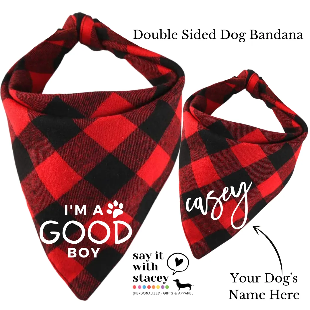 Buffalo Plaid Bandana {Choose your saying}   Personalized Double Sided