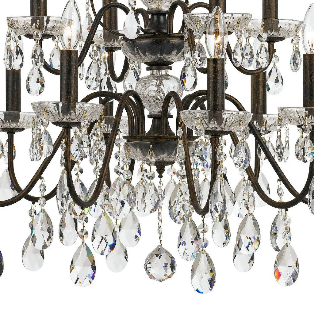 Butler 12 Light Hand Cut Crystal English Bronze Chandelier