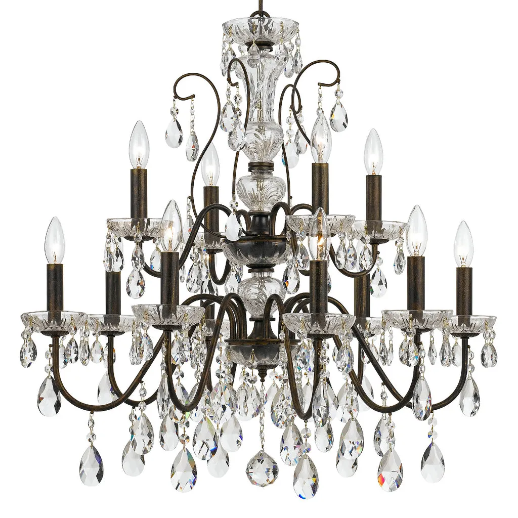 Butler 12 Light Hand Cut Crystal English Bronze Chandelier