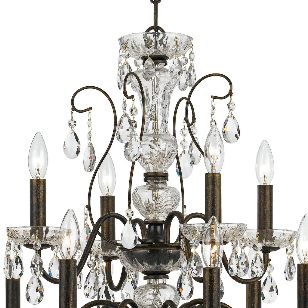 Butler 12 Light Hand Cut Crystal English Bronze Chandelier