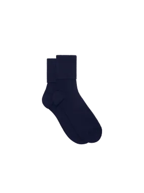 Cashmere Ribbed Ankle Socks—dark navy