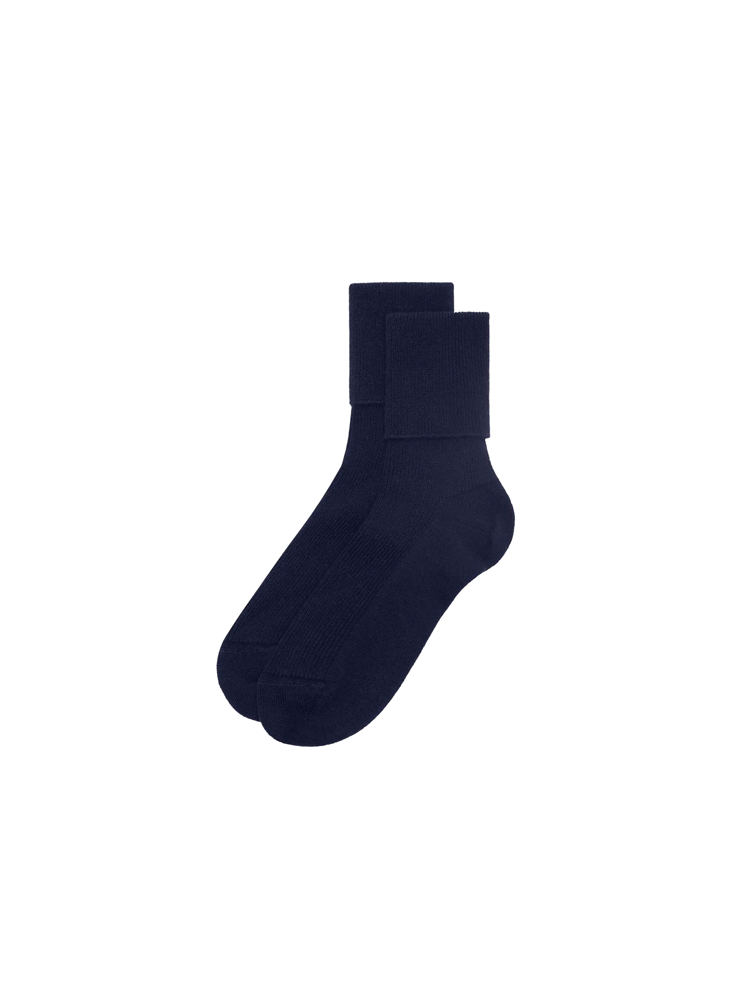 Cashmere Ribbed Ankle Socks—dark navy
