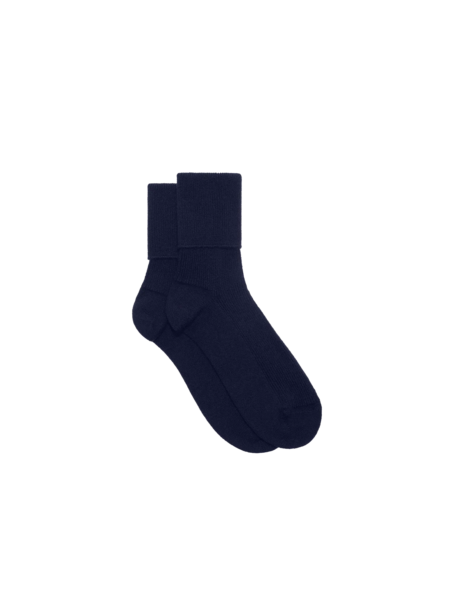 Cashmere Ribbed Ankle Socks—dark navy