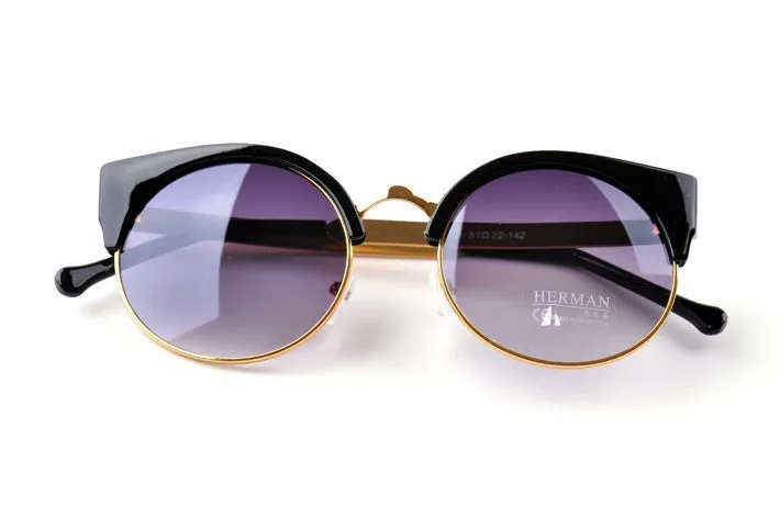 Cat Eye Vintage Sunglasses Women Top Fashion Girls Summer Retro Round Sun Glasses