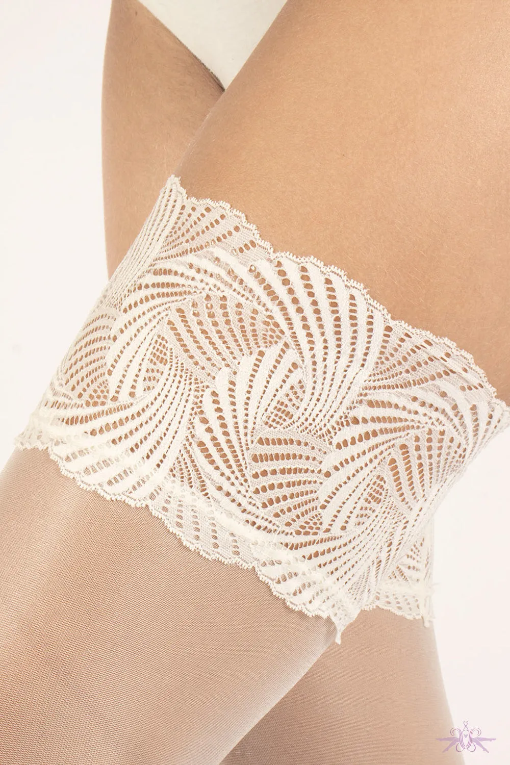 Cette Versailles Off White Sheer Hold Ups