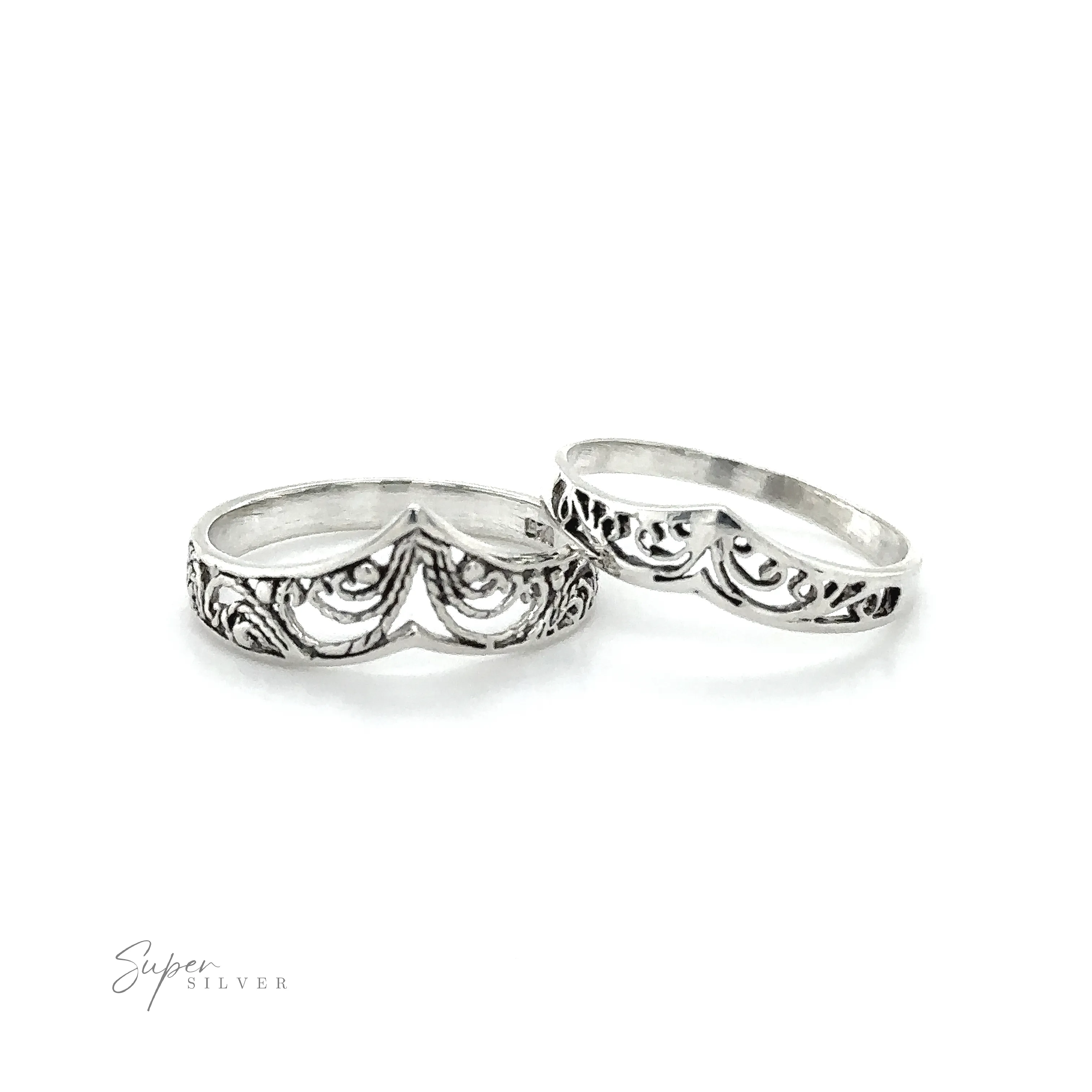 Chevron Rings With Filigree Design