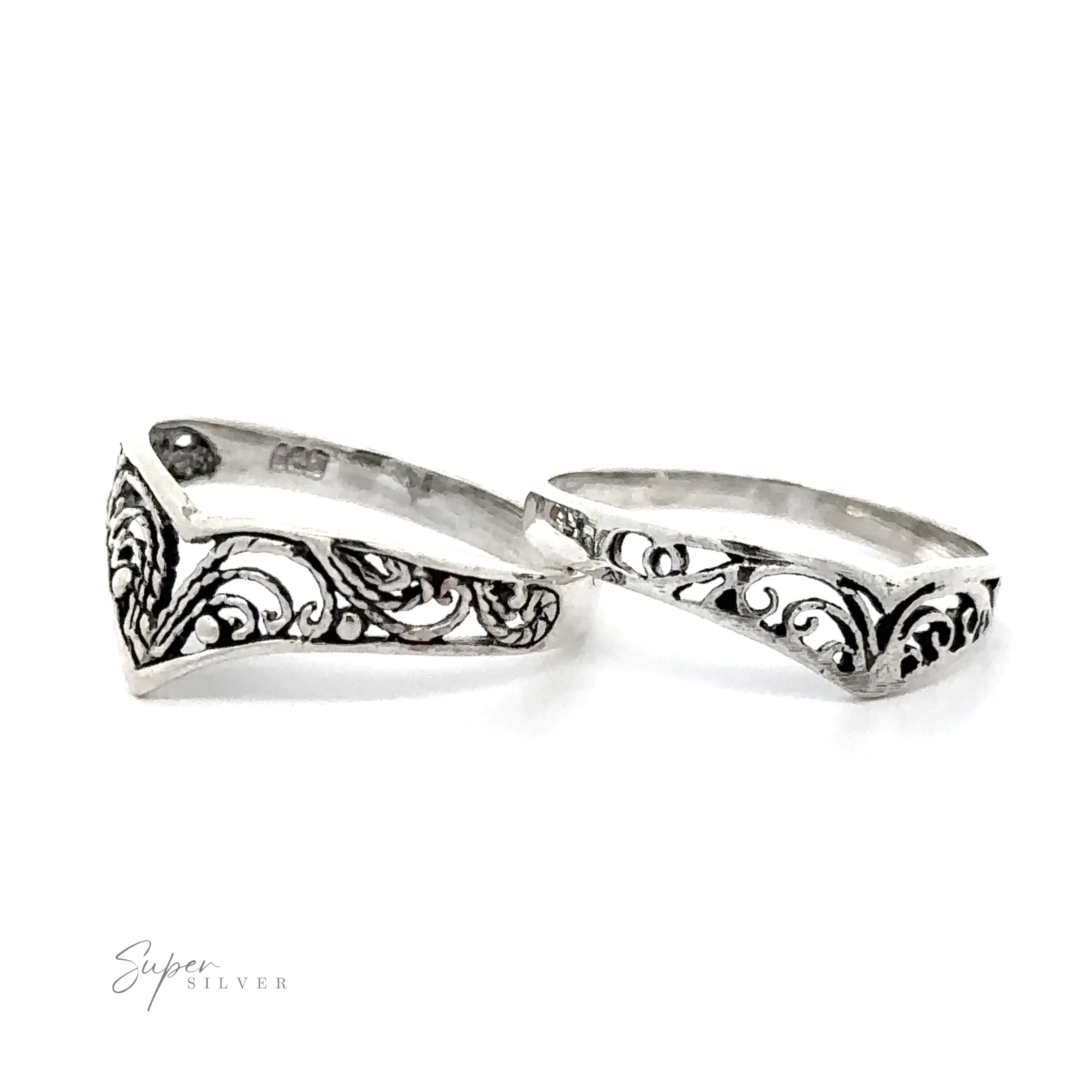 Chevron Rings With Filigree Design