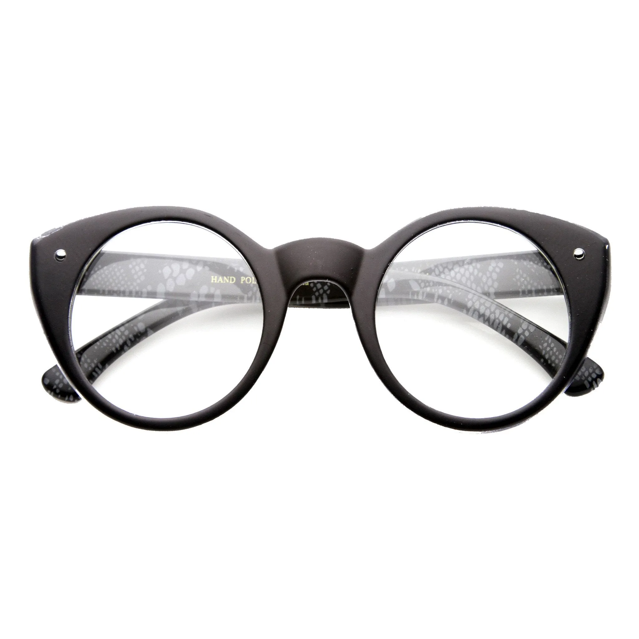 Cute Retro Animal Print Round Cat Eye Clear Lens Glasses 9647