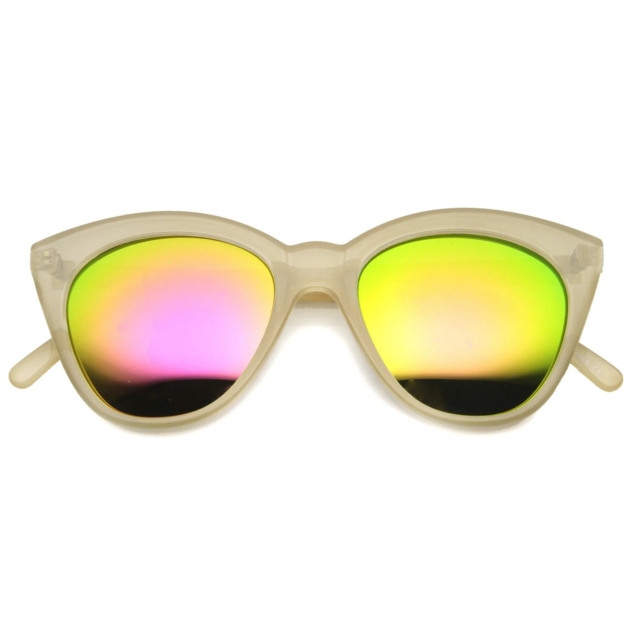 Cute Women's Translucent Crystal Frame Mirror Lens Sunglasses 9839