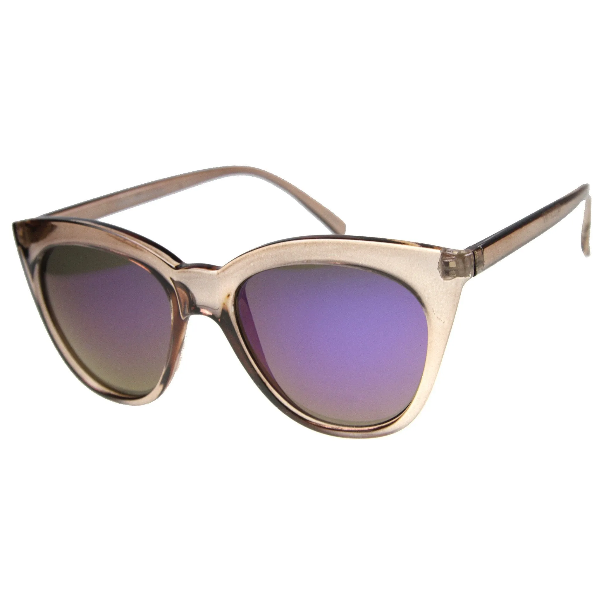 Cute Women's Translucent Crystal Frame Mirror Lens Sunglasses 9839