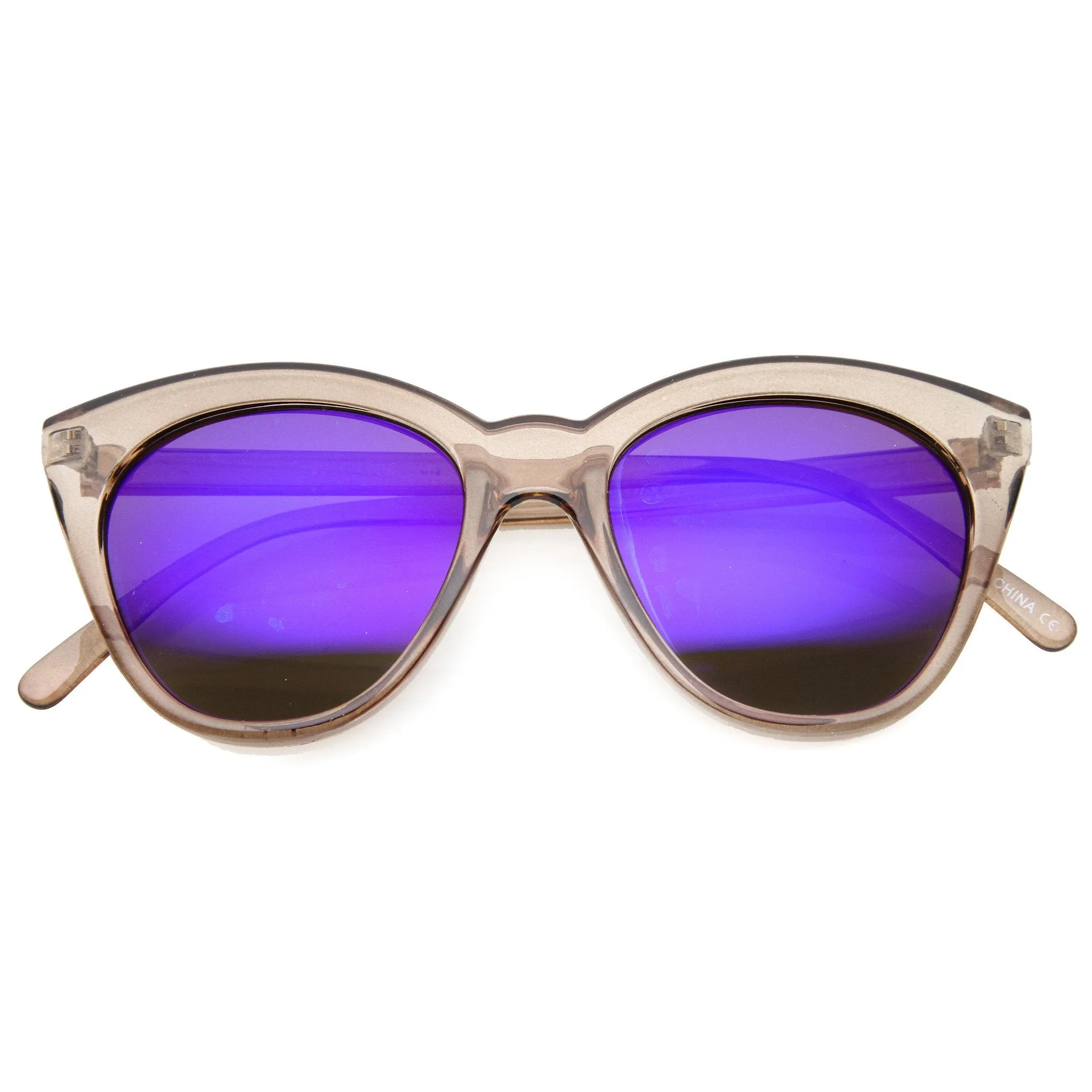 Cute Women's Translucent Crystal Frame Mirror Lens Sunglasses 9839