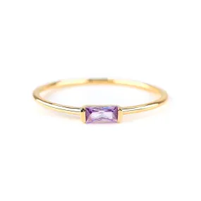 Delicate Baguette Amethyst Ring