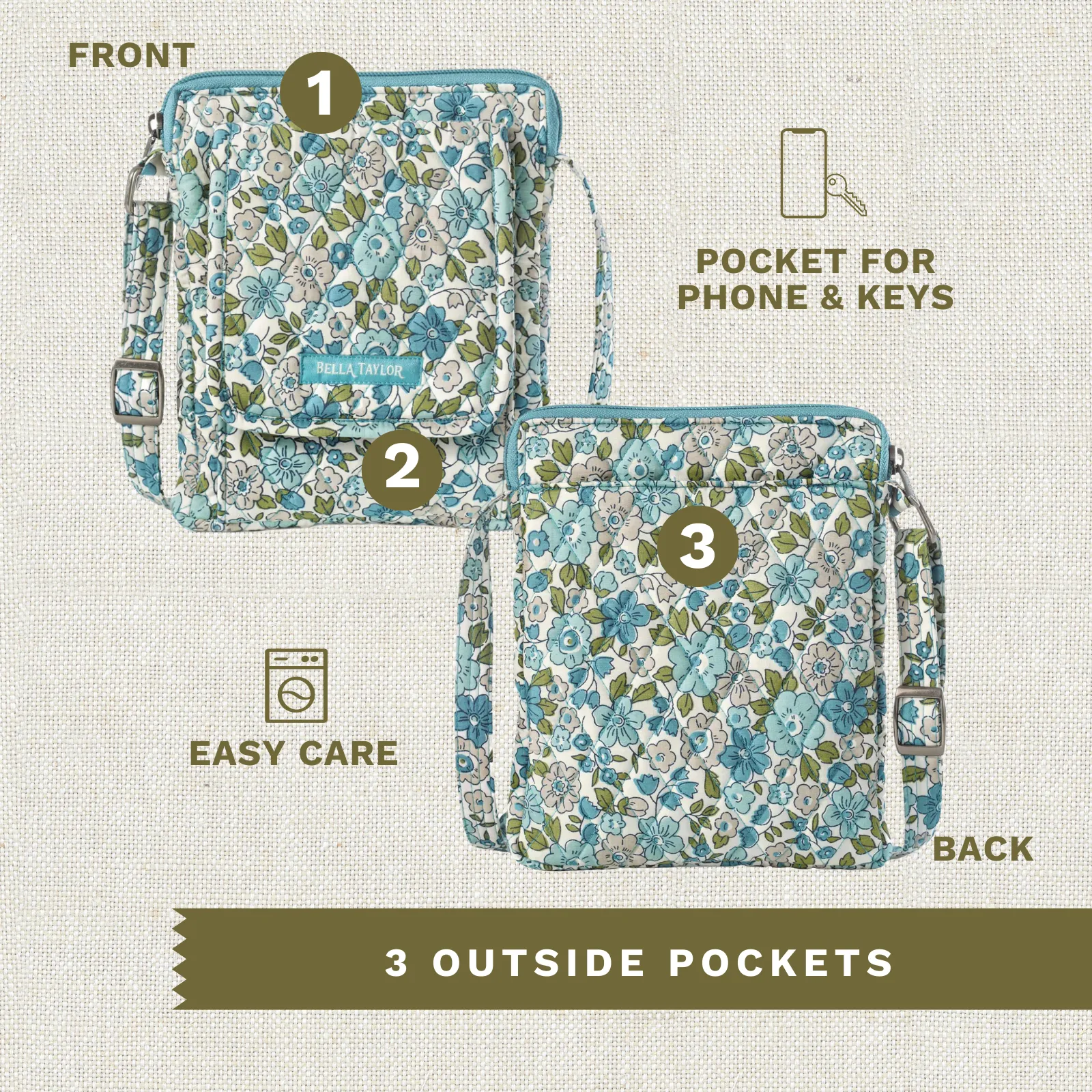 Delicate Floral Blue Mini Crossbody