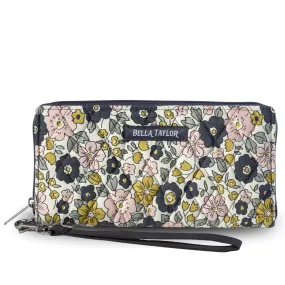 Delicate Floral Charcoal RFID Envelope Wallet