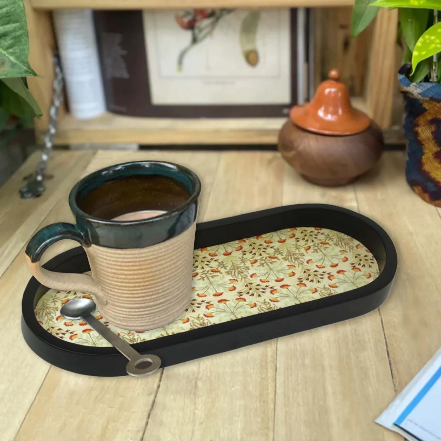 Delicate Floral Oval Small Tray