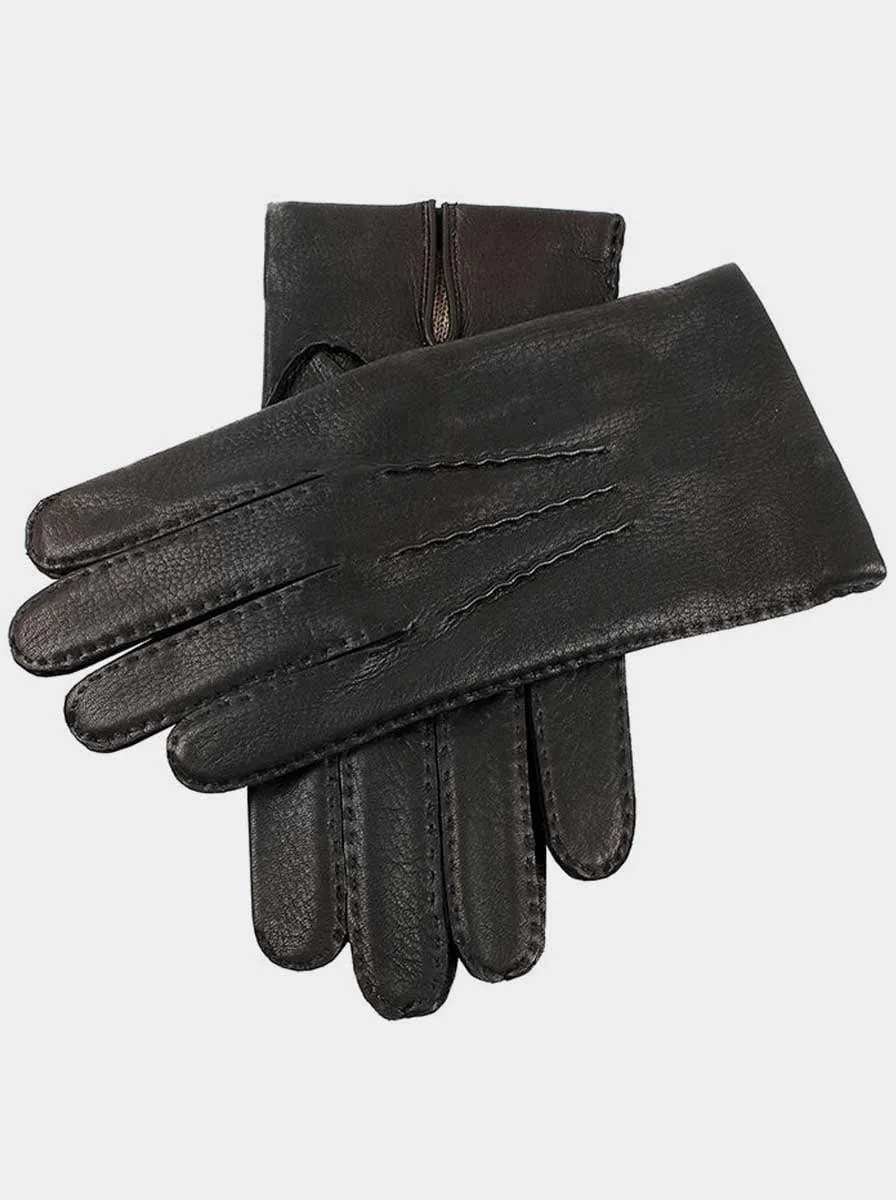 Dents - Black Hand-sewn Three-Point Cashmere-Lined Deerskin Gloves