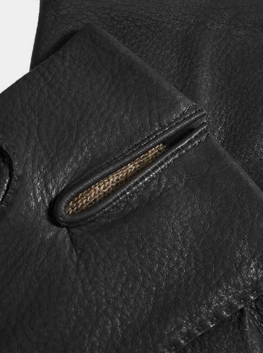 Dents - Black Hand-sewn Three-Point Cashmere-Lined Deerskin Gloves