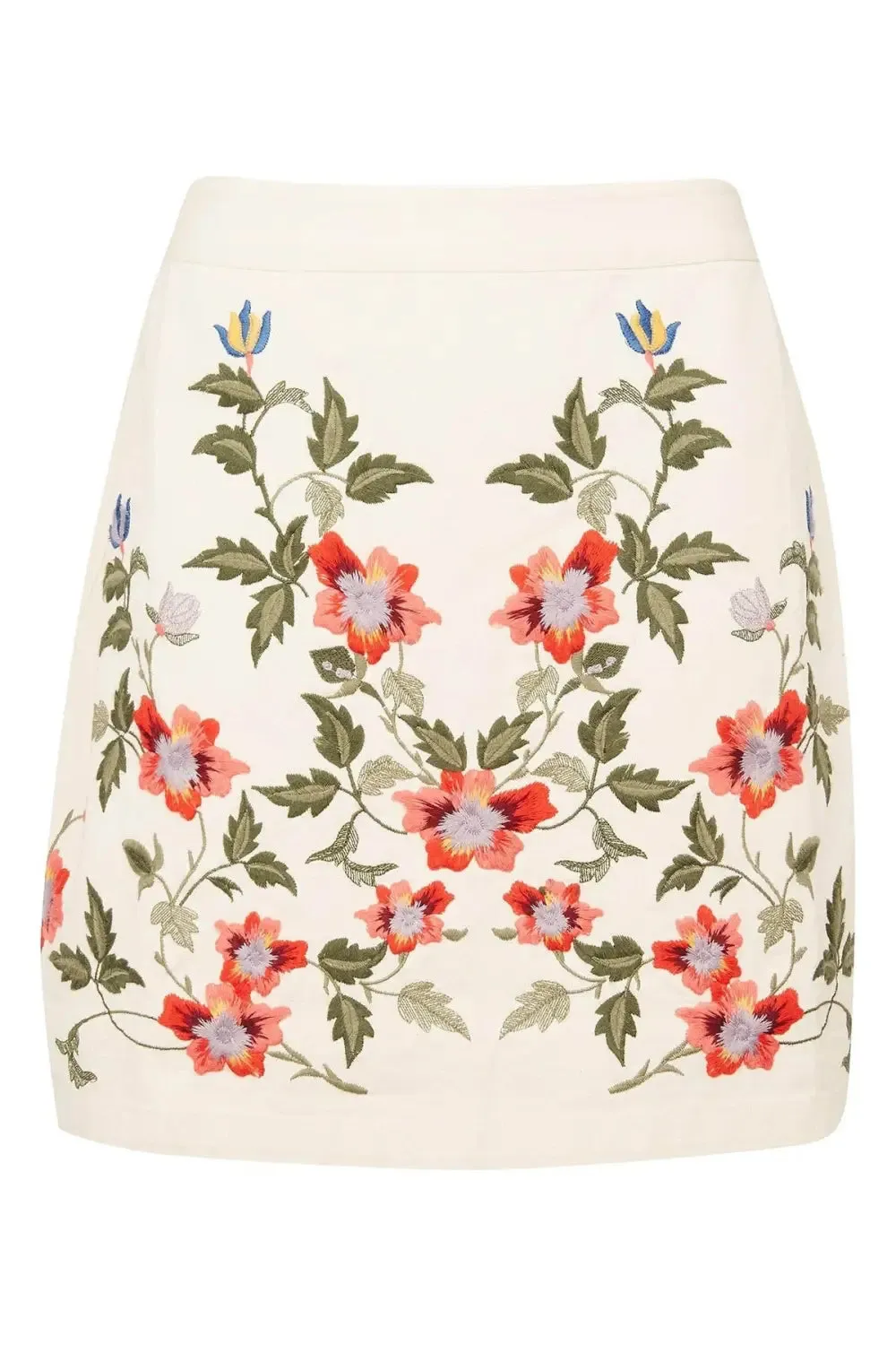 Embroidered Floral Mini Skirt