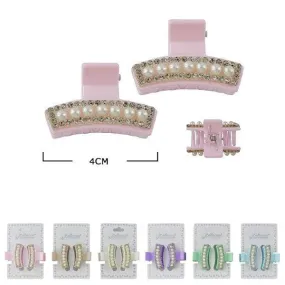 Fashion Pearl Rhinestone 2PC Hair Jaw Clip 50156M (12 units)