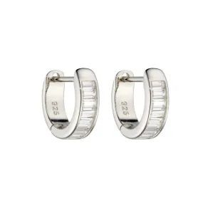 Fiorelli Sterling Silver Baguette CZ Huggie Style Hoops
