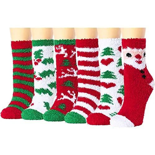 Funny Fuzzy Socks for Women Girls, Fluffy Slipper Socks, Colorful Indoors Socks, Novelty Christmas Gifts for Her, Best Secret Santa Gifts, Xmas Gifts