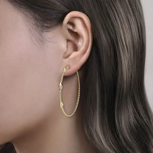 Gabriel & Co | 14K Yellow Gold Bujukan Hoop Pyramid Earrings in size 50mm