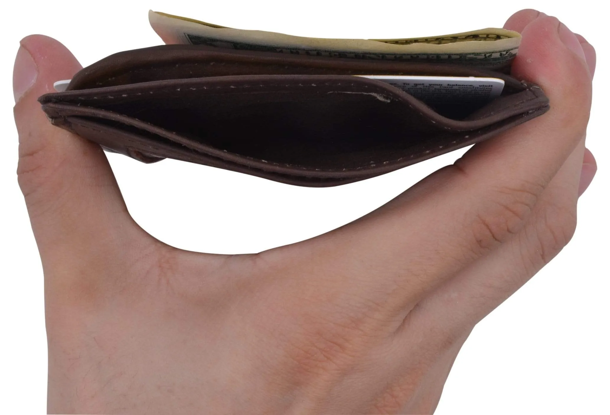 Genuine Leather Slim Credit Card Holder Money Clip Wallet