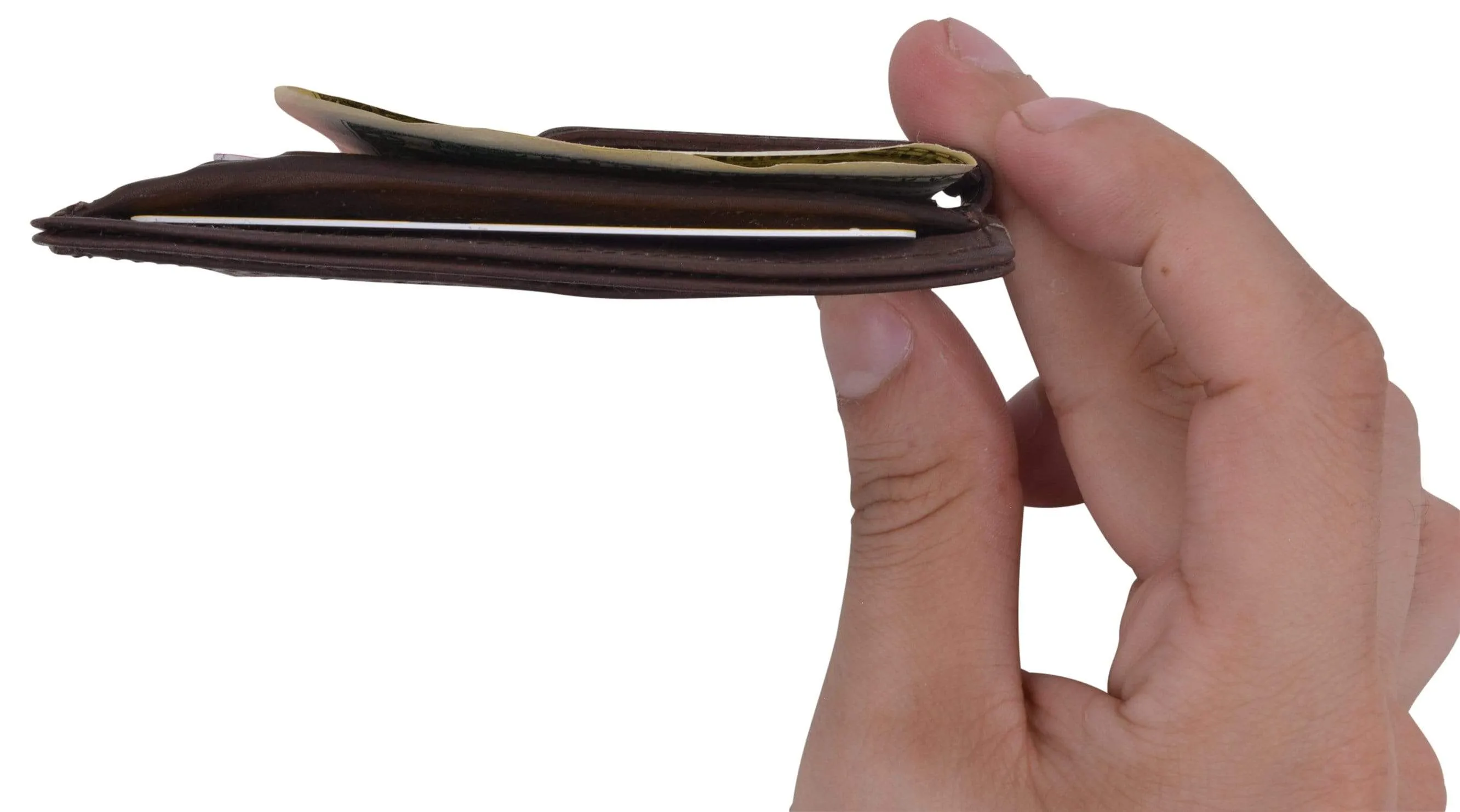 Genuine Leather Slim Credit Card Holder Money Clip Wallet