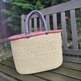 Ghana Straw Basket - Bolga Oval Basket -  Natural
