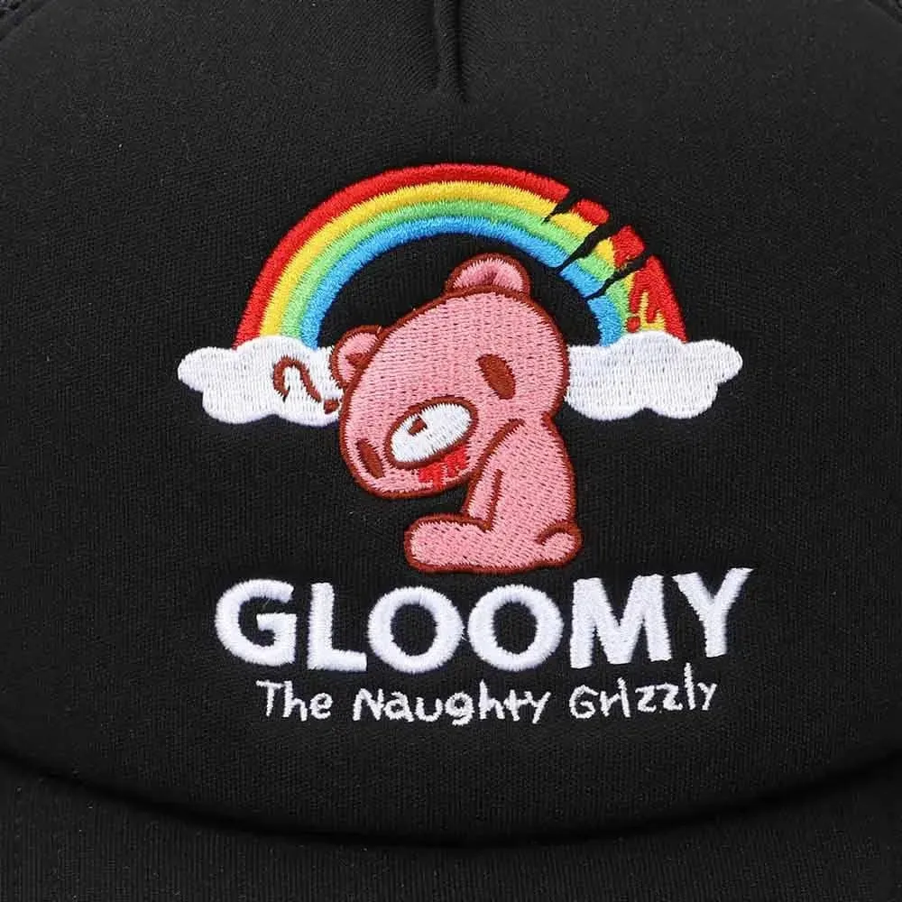 Gloomy Bear - The Naughty Grizzly Rainbow Trucker Hat (Black, Embroidered) - Bioworld