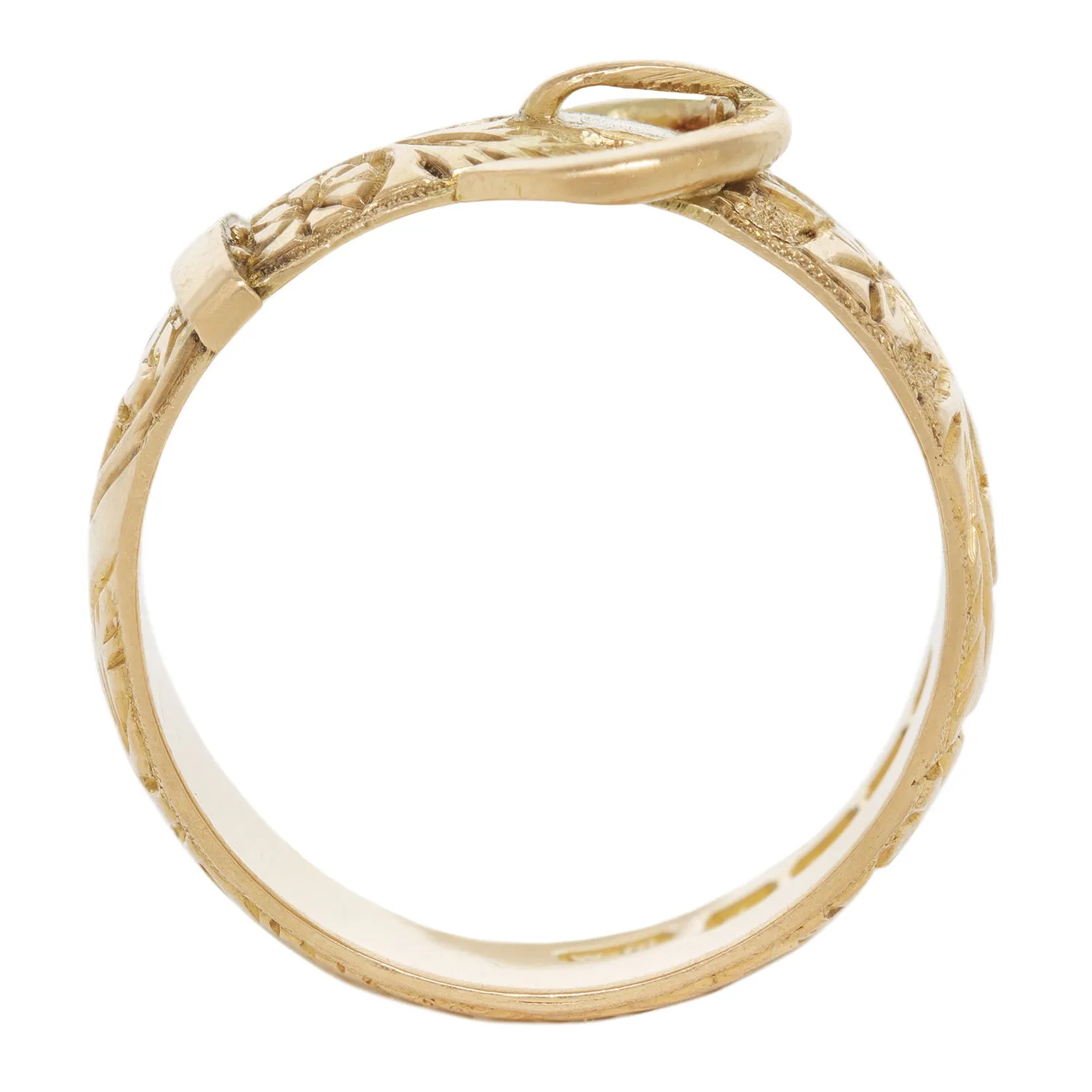 Gold Floral Engraved Buckle Ring