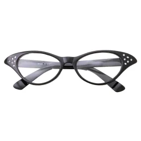 grinderPUNCH 50s Womens Costume Cat Eye Glasses Adult Size with Rhinestone