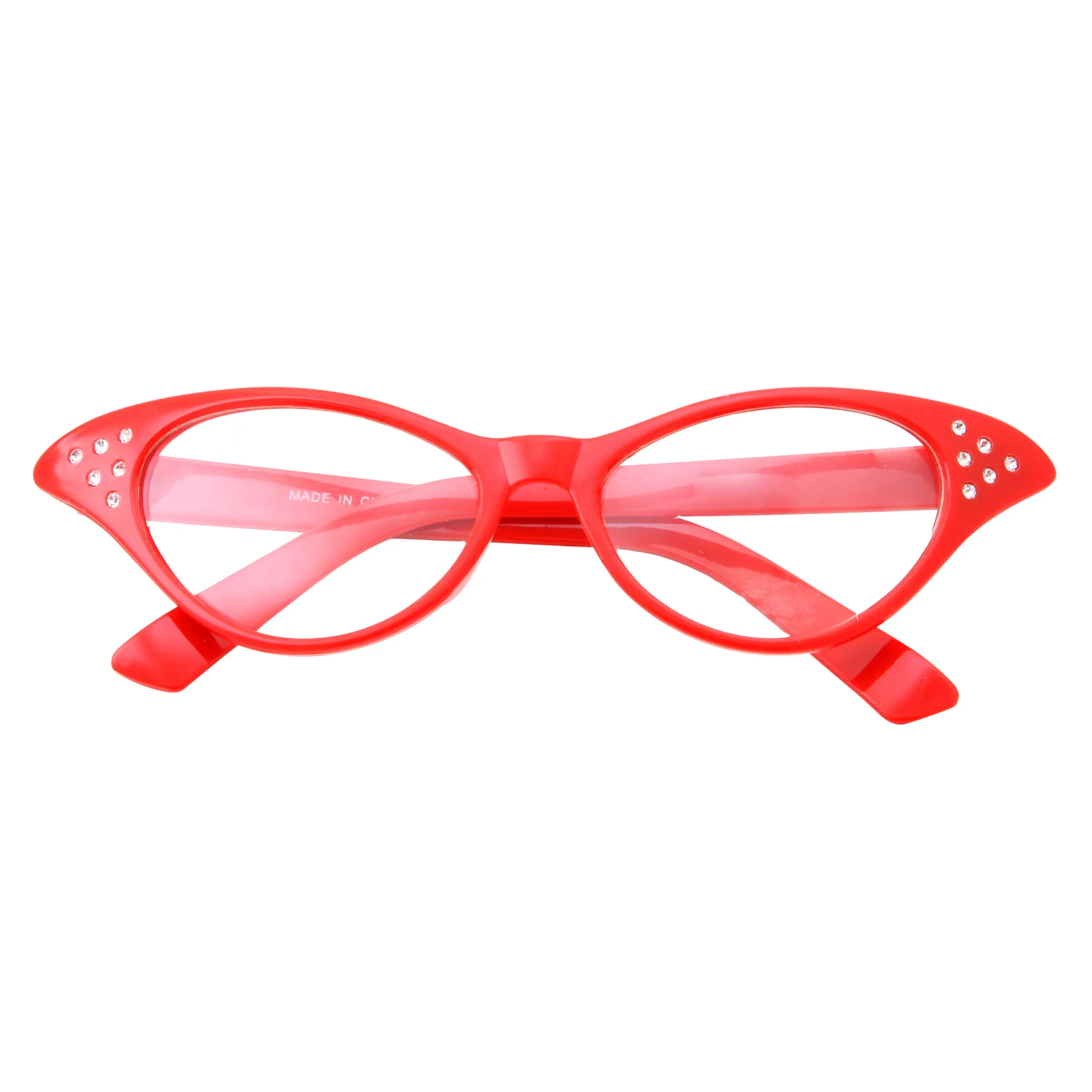 grinderPUNCH 50s Womens Costume Cat Eye Glasses Adult Size with Rhinestone